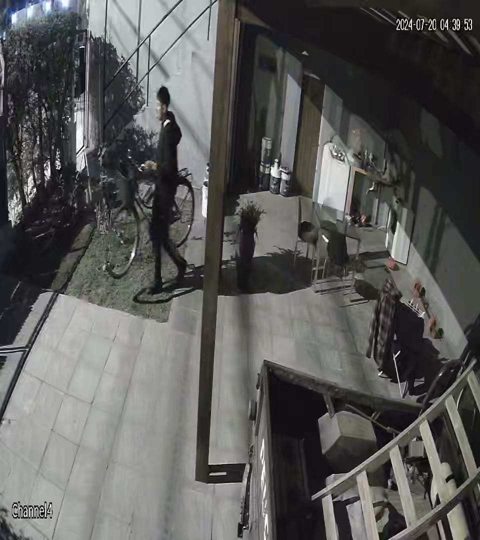 Saltó el portón y se llevó una bicicleta: fue filmado