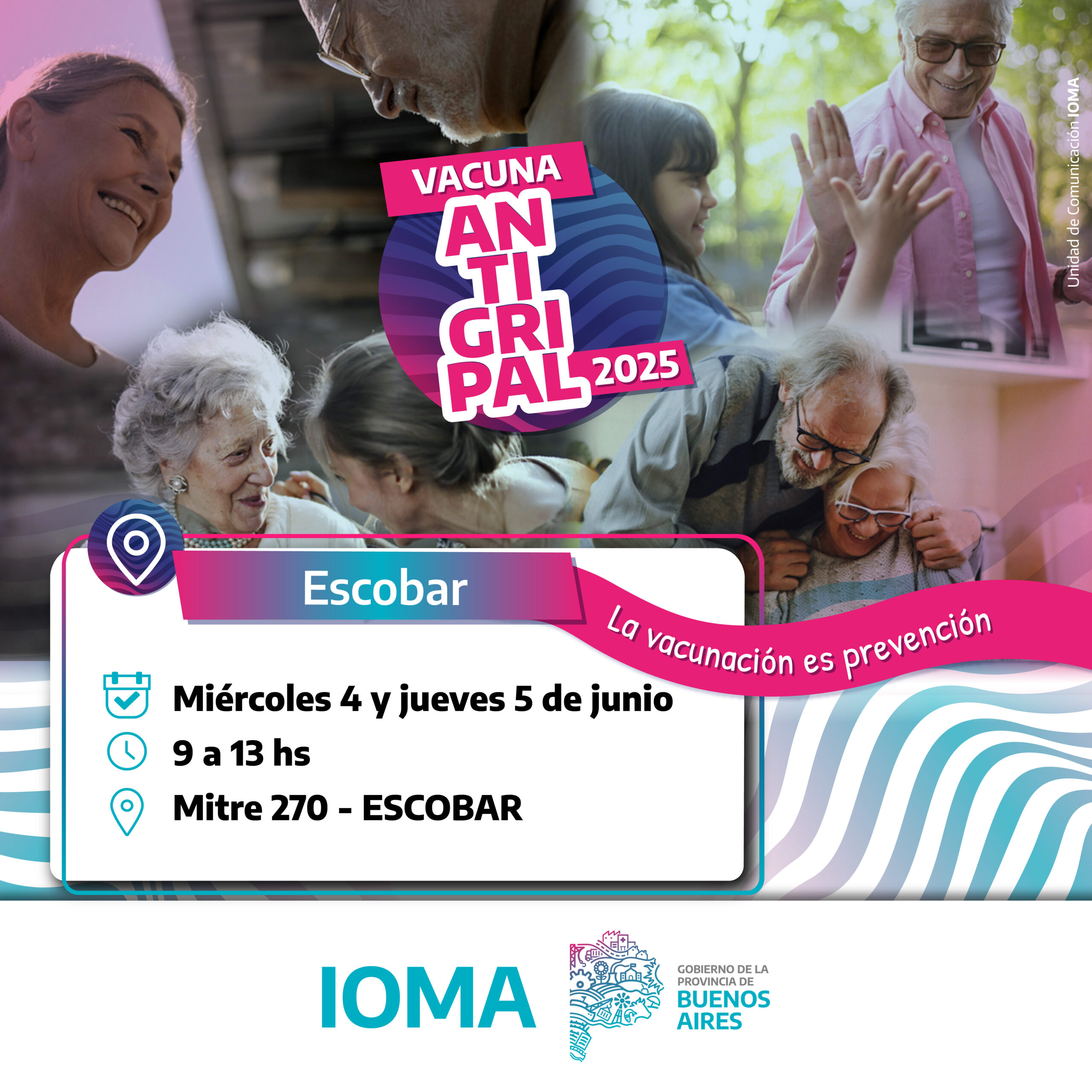 Campaña de Vacunación Antigripal 2025: IOMA instalará postas preventivas en Escobar este miércoles y jueves