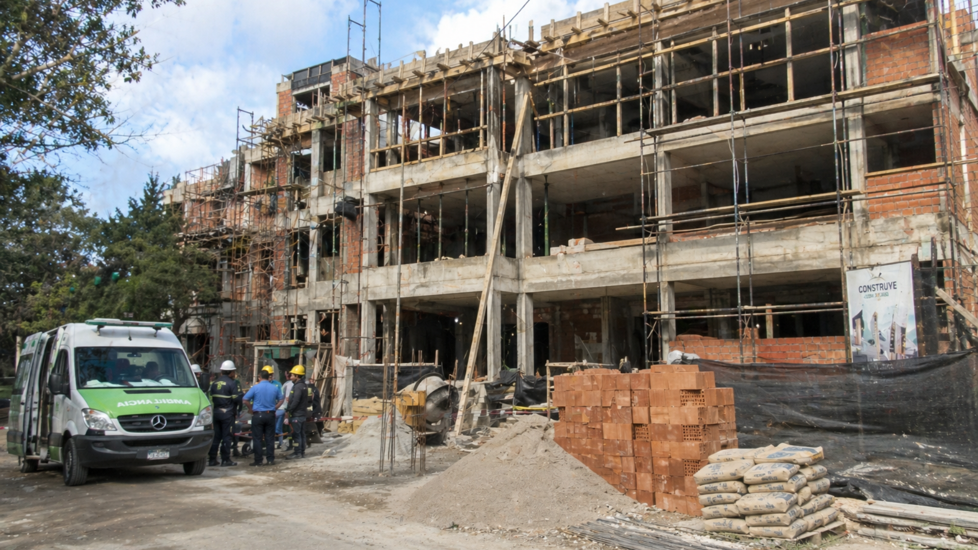 Loma Verde: un joven cayó de una obra en construcción y fue trasladado de urgencia al hospital