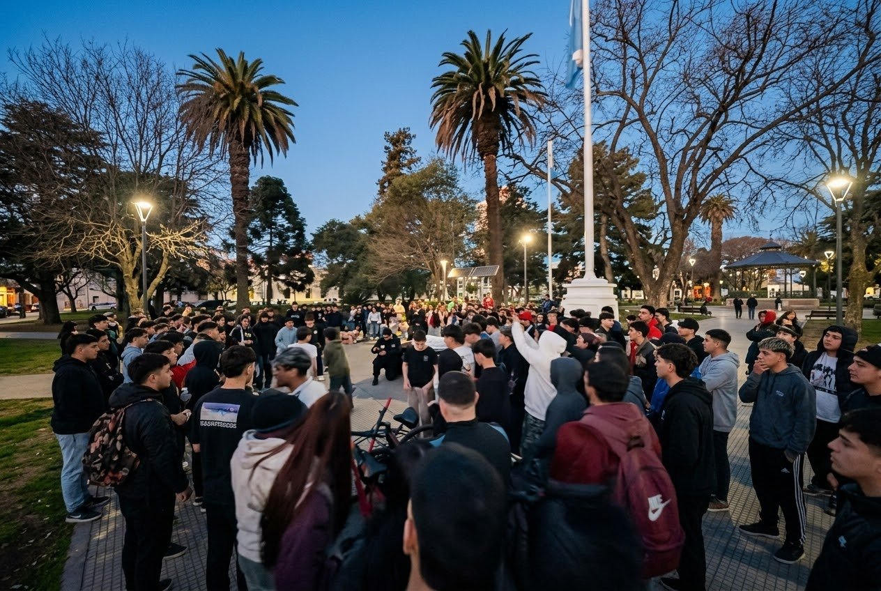 De las redes a la plaza: el fenómeno de “farmear aura” reunió a cientos de jóvenes en Escobar